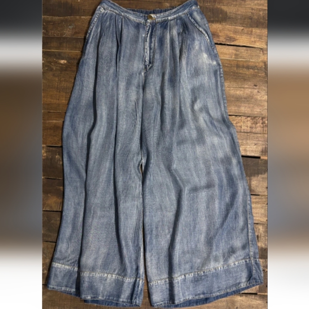 1 LEFT✨SALE THRU 6/7✨💎Jaded Gypsy Sun Drift Pant Wide-Leg Denim Pant in Chambray - Picture 3 of 3